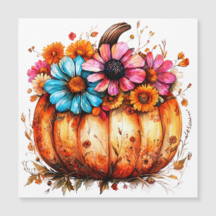 Watercolor Floral Fall Pumpkin