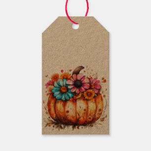 Watercolor Floral Fall Pumpkin Gift Tags