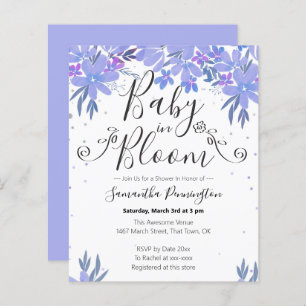 Watercolor Floral Fancy Script Baby in Bloom Blue
