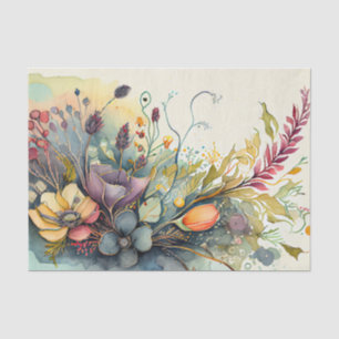 Watercolor Floral Fantastical Whimsical Decoupage Tissue Paper