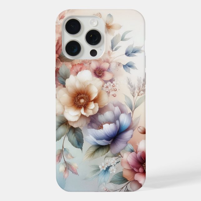 Watercolor Floral Fantasy iPhone Case (Back)