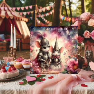 Watercolor Floral Fantasy Romance Mouse Valentine Holiday Card