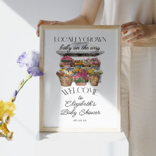 Watercolor Floral Farmer's Market Shower Welcome Poster