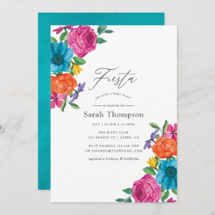 Watercolor Floral Fiesta Bridal Shower Invitation