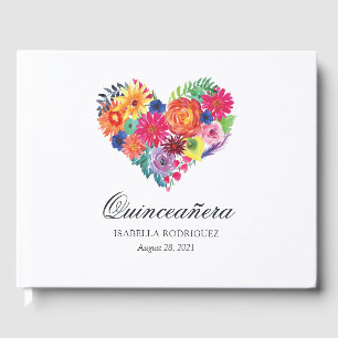 Watercolor Floral Fiesta Quinceañera Guest Book