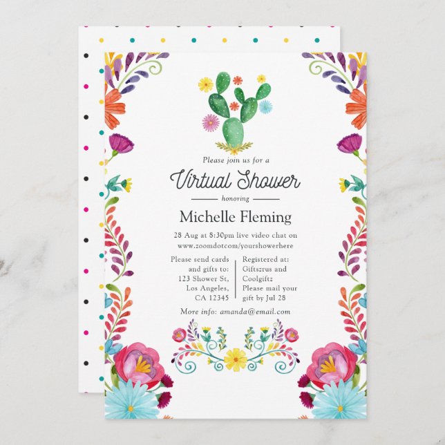Watercolor Floral Fiesta Virtual Baby Shower Invitation (Front/Back)