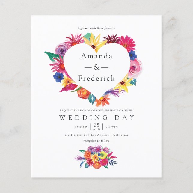 Watercolor Floral Fiesta Wedding Flyer (Front)