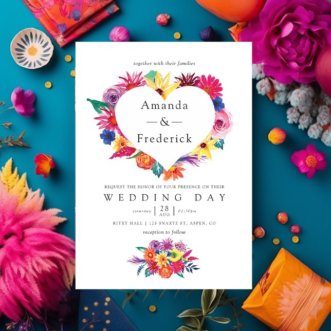 Watercolor Floral Fiesta Wedding Invitation (Creator Uploaded)