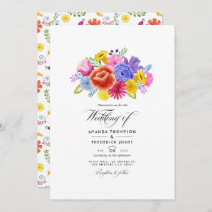 Watercolor Floral Fiesta Wedding Invitation