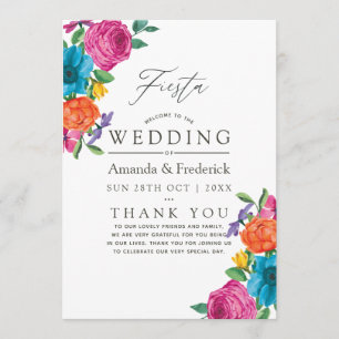 Watercolor Floral Fiesta Wedding Program