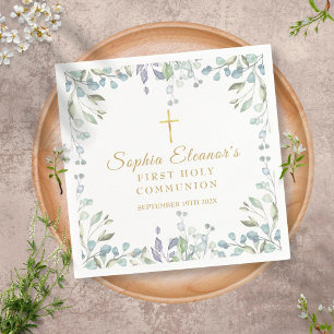 Watercolor Floral First Holy Communion Napkin