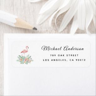Watercolor Floral Flaamingo Baby Shower Label Return Address Label