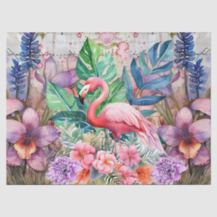 Watercolor Floral Flamingo Decoupage Tissue Paper