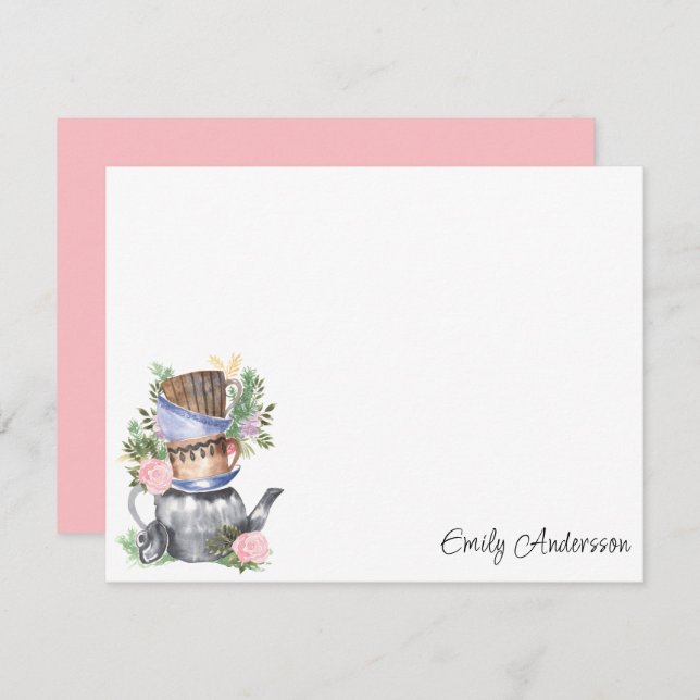 Watercolor Floral Flat Note Card (Front/Back)