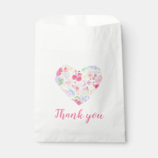 Watercolor Floral Flowers Heart Favour Bag