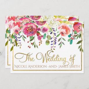 Watercolor Floral Flowers Modern Colourful Wedding Invitation