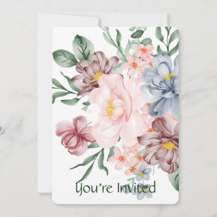 Watercolor Floral Flowers Party Invite