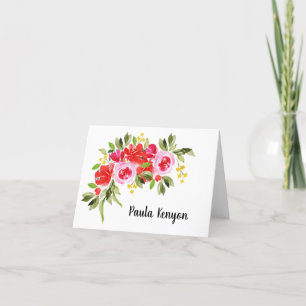 Watercolor Floral Folded Thank You Card
