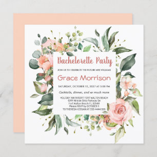 Watercolor floral, foliage Bachelorette Party Invitation