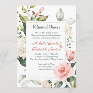 Watercolor floral, foliage Rehearsal Dinner Invitation