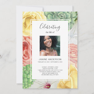 Watercolor floral frame Life celebration photo Invitation