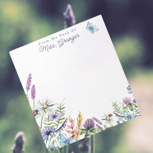 Watercolor Floral From The Desk of Teacher  Notepad
