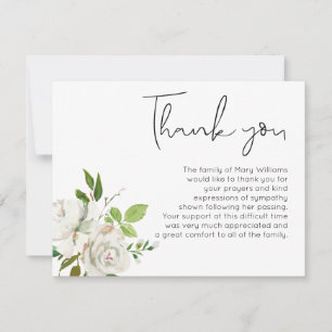 Watercolor Floral Funeral Greenery Thank You Card