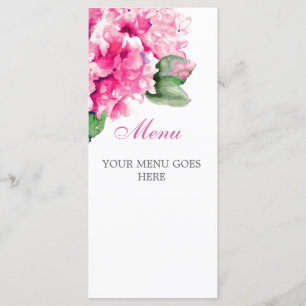 Watercolor Floral Fuschia Menu Cards