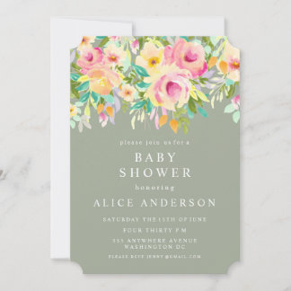 Watercolor Floral Garden Baby Shower Invite
