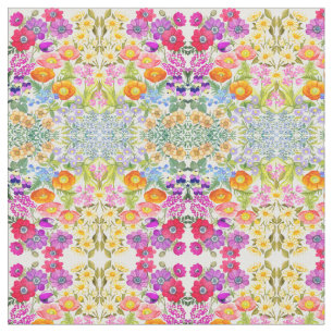 Watercolor Floral Garden Combed Cotton Fabric