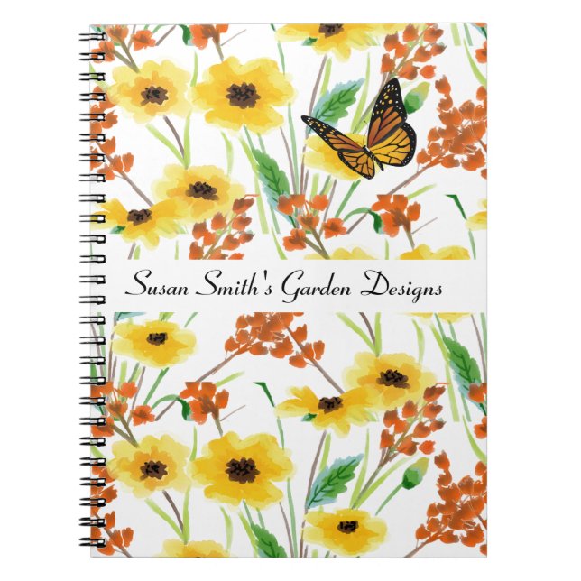 Watercolor Floral Garden Design Notebook (Front)