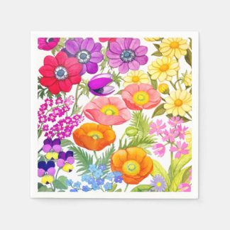 Watercolor Floral Garden Paper Napkins