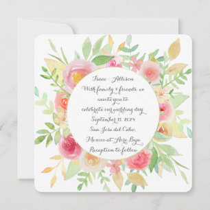 Watercolor Floral Garden Party Wedding Invitation