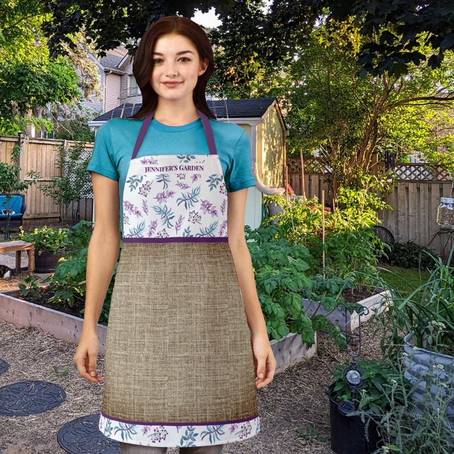 Watercolor Floral Garden Personalized Apron (Creator Uploaded)