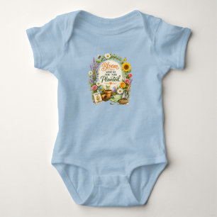 Watercolor Floral Gardening Inspirational Design Baby Bodysuit