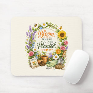 Watercolor Floral Gardening Inspirational Design Mouse Pad