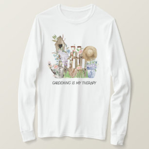 Watercolor Floral Gardening Tools and Funny Quote T-Shirt