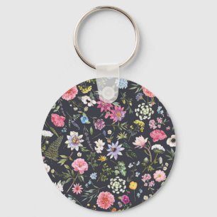 Watercolor Floral: Gentle Summer Pattern. Key Ring