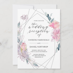 Watercolor Floral Geometric Wedding Reception Invitation