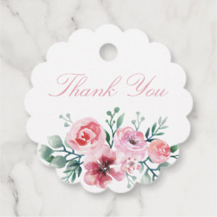 Watercolor Floral Giraffe Ribbon Girl Birthday  Favour Tags