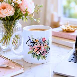 Watercolor Floral Girl Boss Coffee Mug