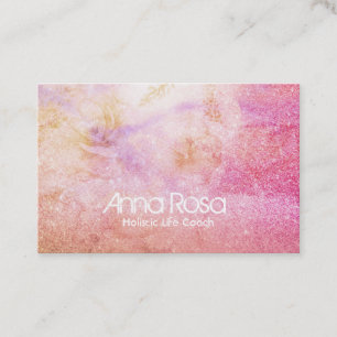 ** Watercolor Floral Gold Lavender Peach Glitter Business Card