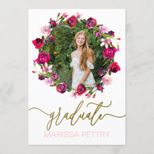 Watercolor Floral Grad Announcement, graduation Invitation