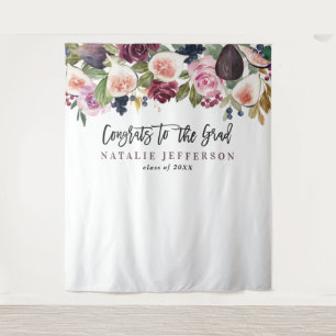 Watercolor floral graduate congratulations modern tapestry