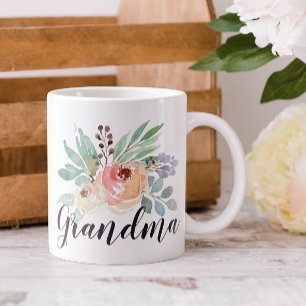 Watercolor Floral Grandma Large Coffee Mug