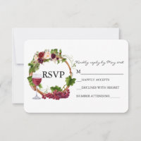 Watercolor Floral Grape Vines Wreath Wedding