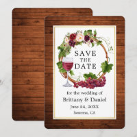 Watercolor Floral Grape Vines Wreath Wood