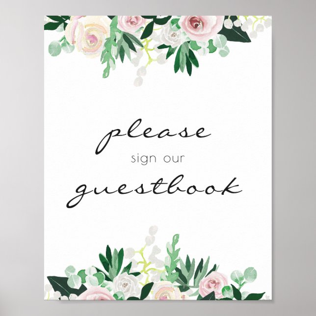 Watercolor Floral Green Guestbook Wedding (Front)