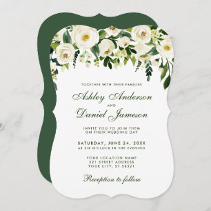 Watercolor Floral Green Wedding Invitation GSB