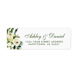Watercolor Floral Green Wedding Return Address Label